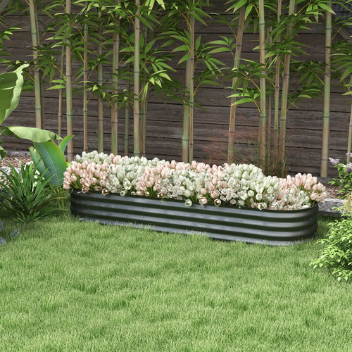 6.4 x 2 x 1ft Galvanized Raised Garden Bed, Metal Planter Box, Dark Grey