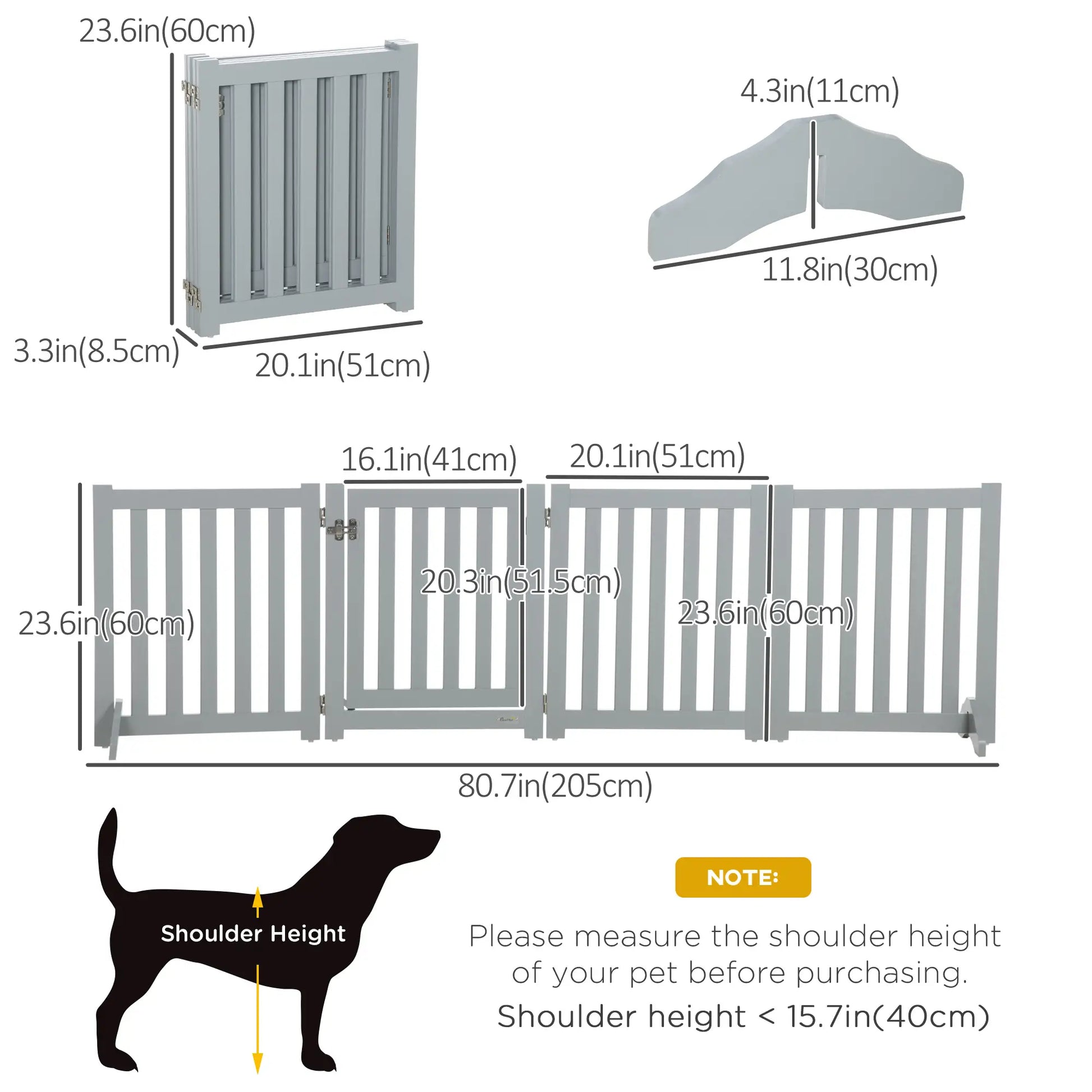 23.5"H Foldable Dog Gate with Door, 4 Panels, Grey Houses, Kennels & Pens at Gallery Canada