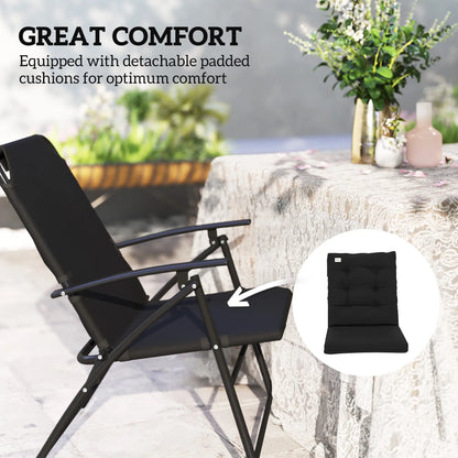Outdoor Folding Chairs, Adjustable Backrest, Padded, Set of 2, Black Patio Chairs at Gallery Canada