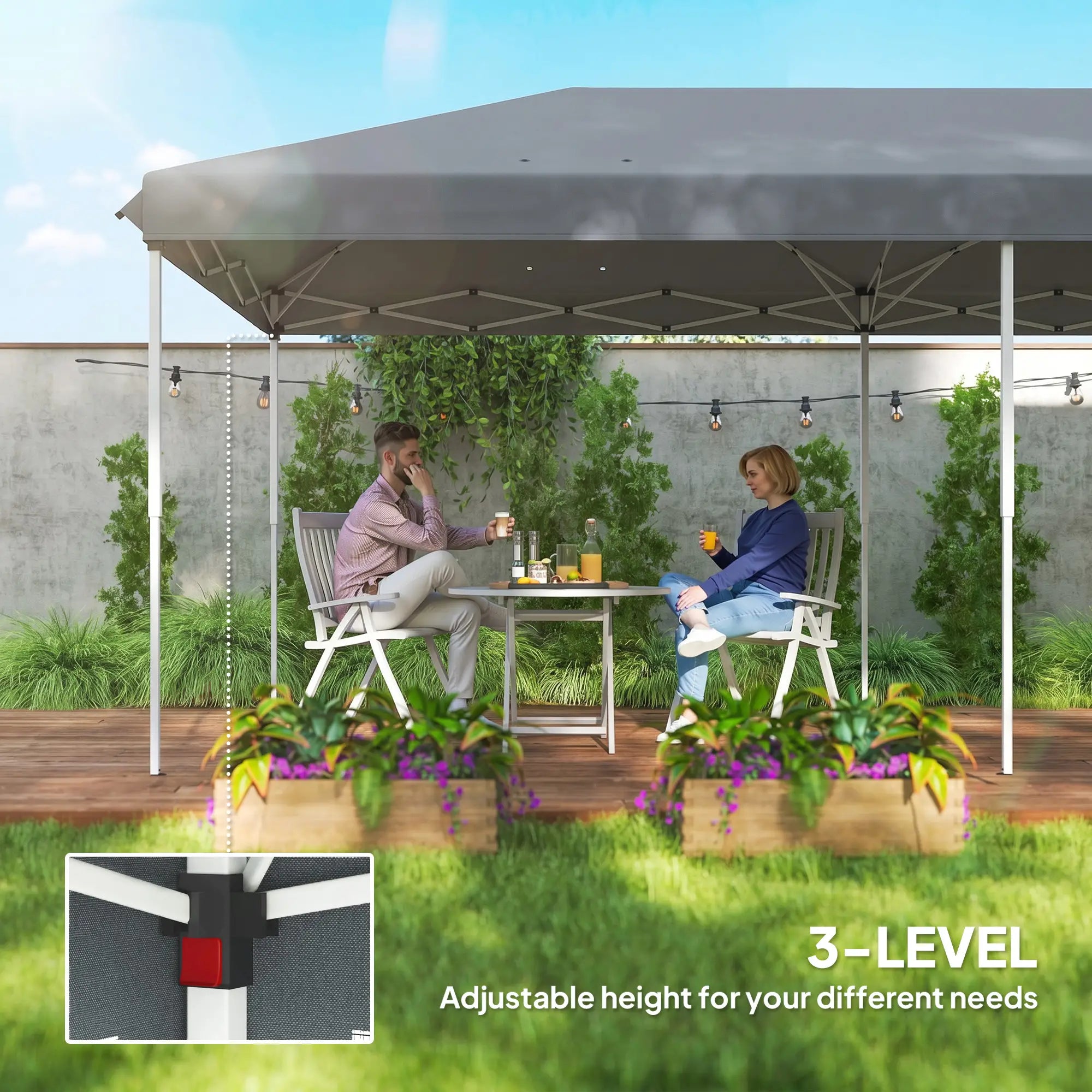 10' x 20' Pop Up Canopy Tent Gazebo, Removable Mesh Sidewall, Carry Bag, Grey Pop Up Canopies at Gallery Canada