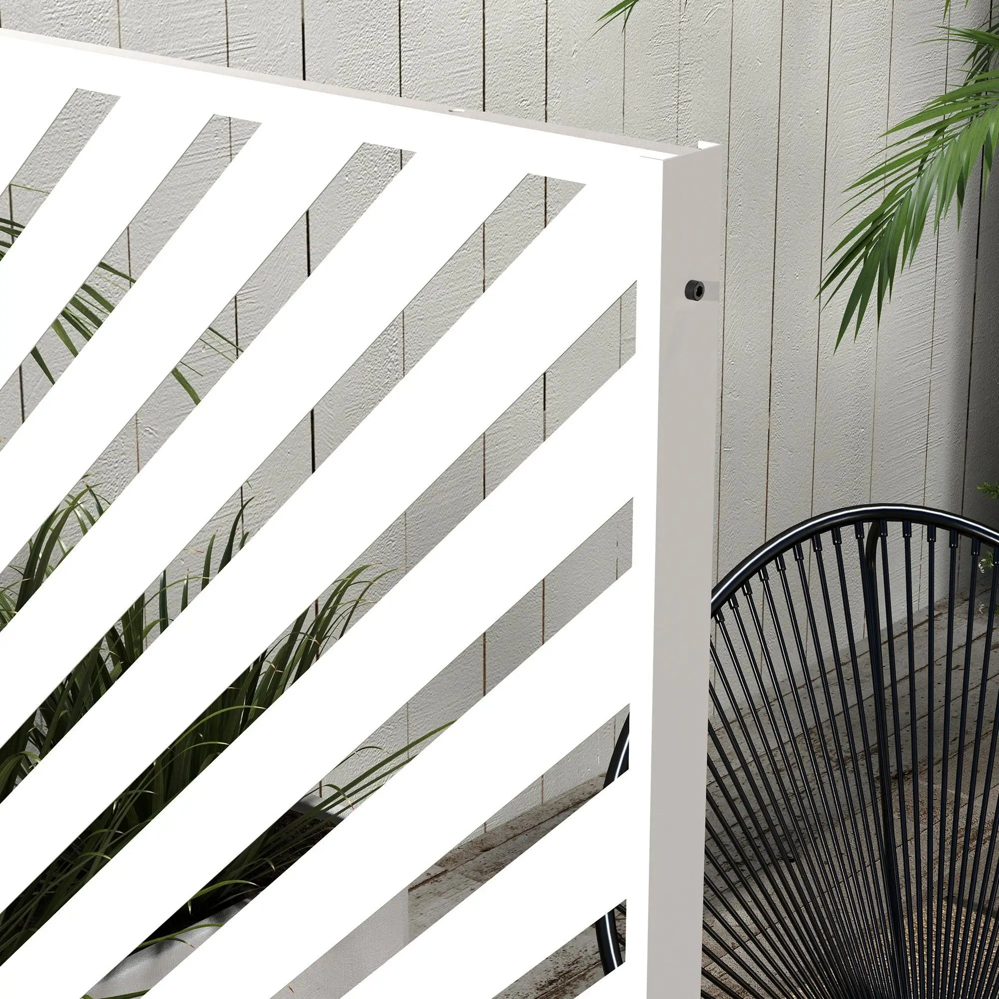 6.5FT Metal Privacy Screen, Triangle Style, White Side Awnings at Gallery Canada