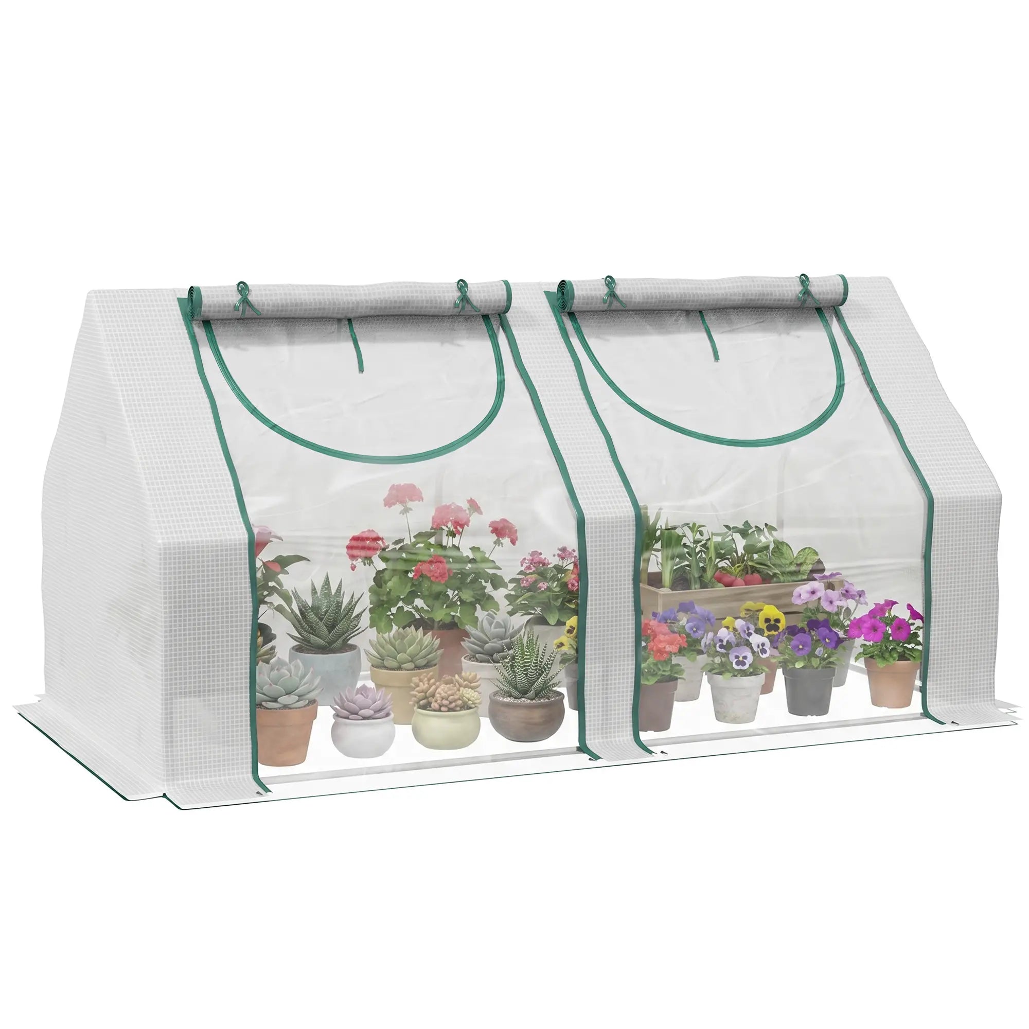 6' x 3' x 3' Portable Mini Greenhouse, 2 PE Covers, Steel Frame, White Mini Greenhouses at Gallery Canada