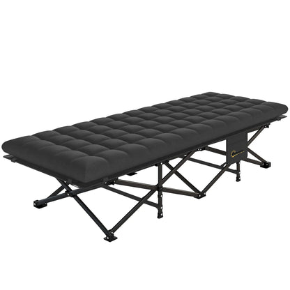32" Extra Wide Folding Camping Cot, Soft Pad, Non-Slip Feet, Carry Bag, Black Camping Cots Black at Gallery Canada