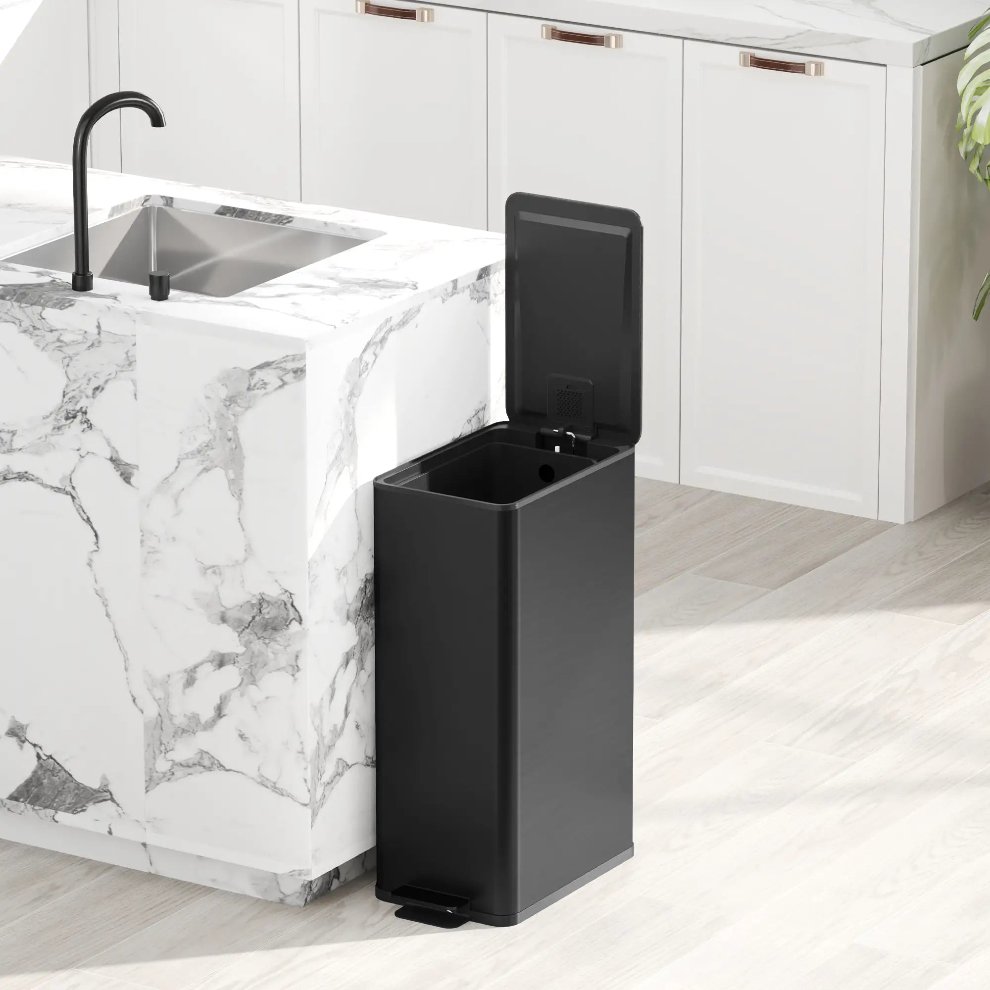 5.3 Gallon Stainless Steel Trash Can, Soft-Close Lid, Foot Pedal, Black Household Supplies at Gallery Canada