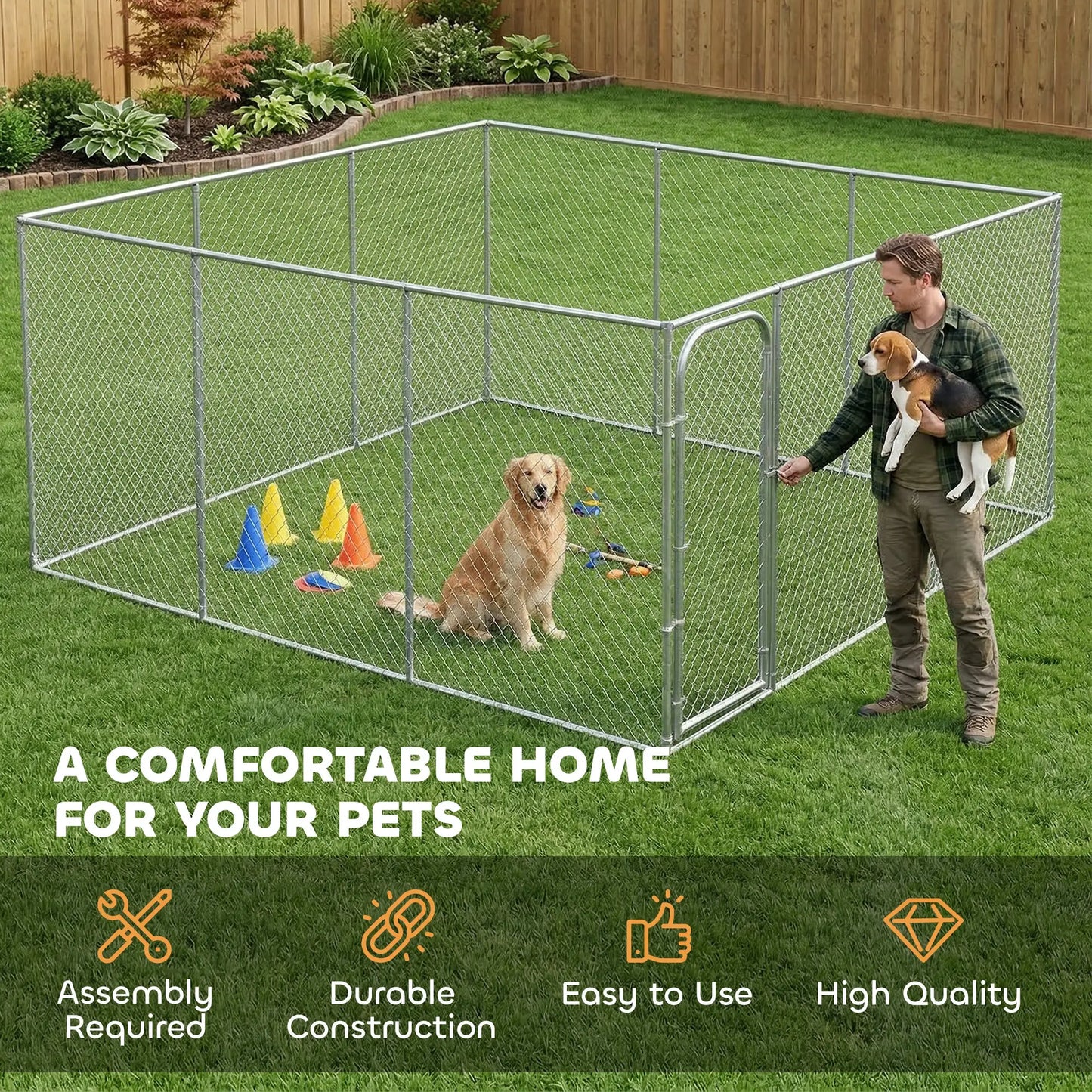 Dog Playpen, Walk-In Kennel, Galvanized Steel Frame, DIY Door Dog Kennels at Gallery Canada
