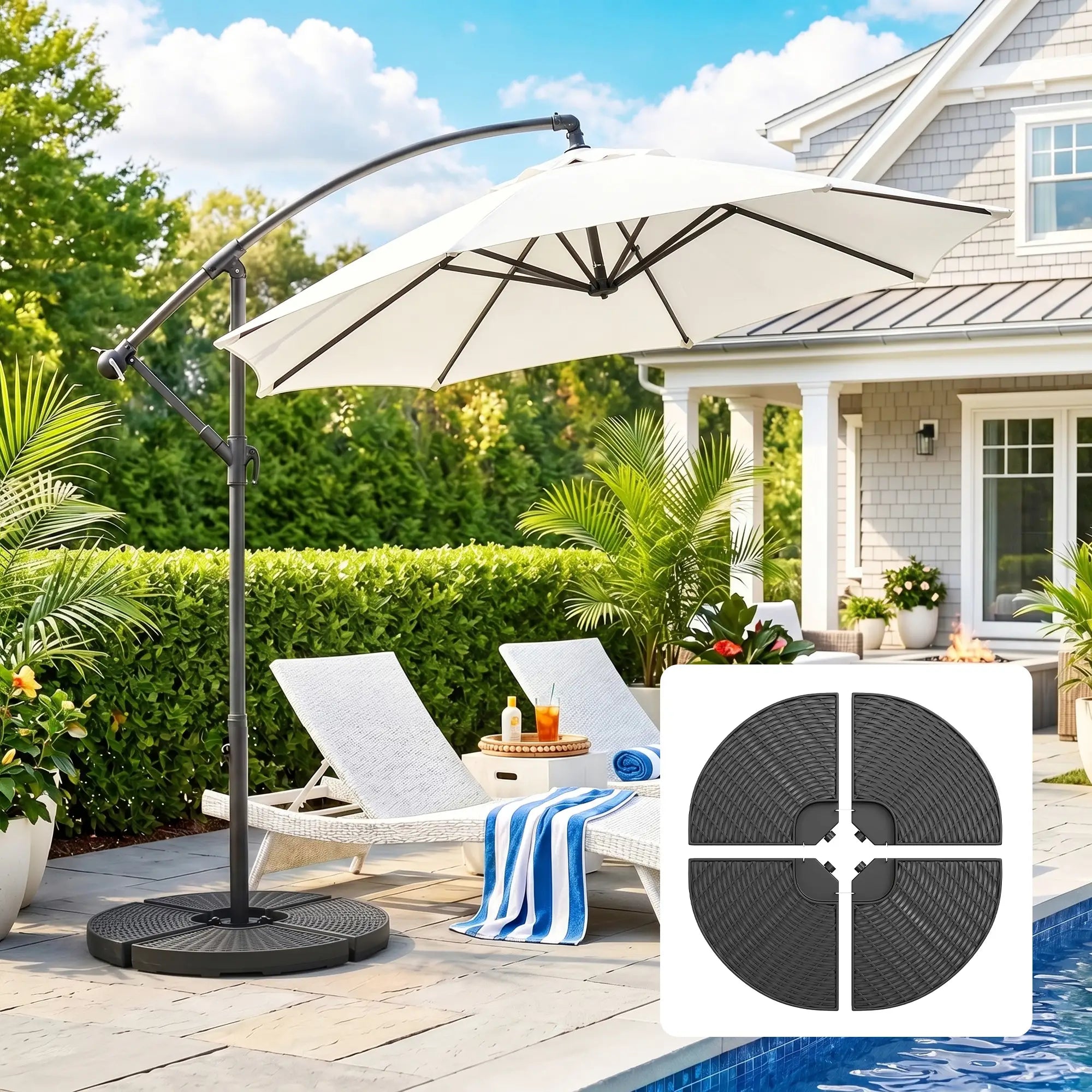 4PCs Cantilever Umbrella Base Weights, Wicker Effect HDPE, Black Umbrella Bases at Gallery Canada