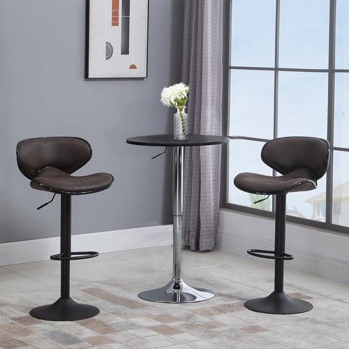 Adjustable Bar Stools Set of 2, Swivel Barstools with Back and Footrest, Microfiber Cloth Counter Height Bar Chairs for Kitchen, Dining Room, Espresso
