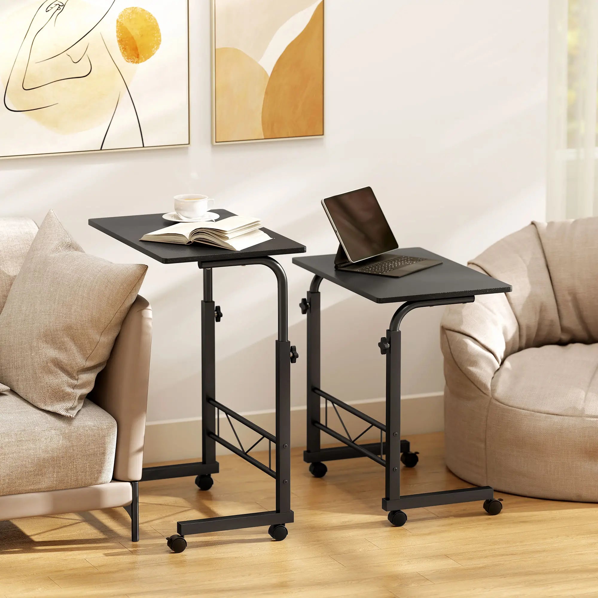 Mobile Standing Desk, Adjustable Height, 23.5 Inch, Black Side Tables at Gallery Canada