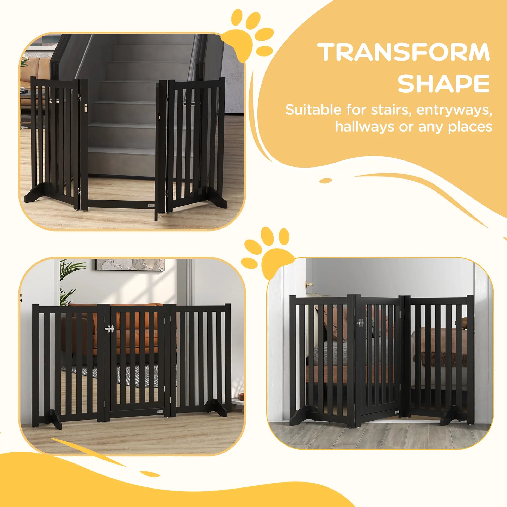 3-Panel Foldable Dog Gate, Medium Size, Black Houses, Kennels & Pens at Gallery Canada