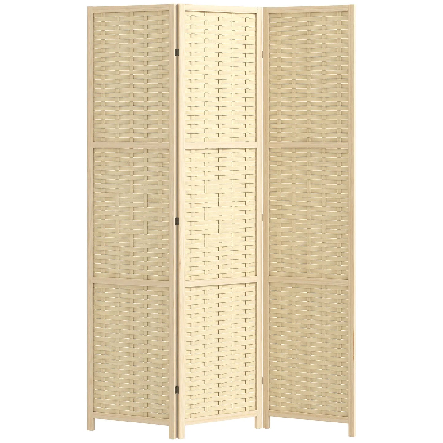 3-Panel Room Divider, 5.6 FT Freestanding Folding Privacy Screen, Natural Wood Room Dividers at Gallery Canada