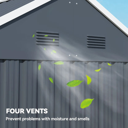 7' x 5.5' Metal Garden Shed, Outdoor Storage, Lockable Door, Dark Grey Sheds at Gallery Canada