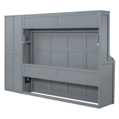 Murphy Bed with Closet, Drawers, 112" L x 21.5" W x 78.5" H, Grey Bed Frames at Gallery Canada