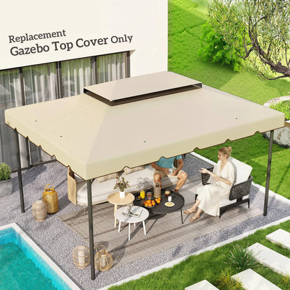 13' x 10' Gazebo Replacement Canopy, Double Vented Roof, Beige Gazebo Canopy Replacement at Gallery Canada