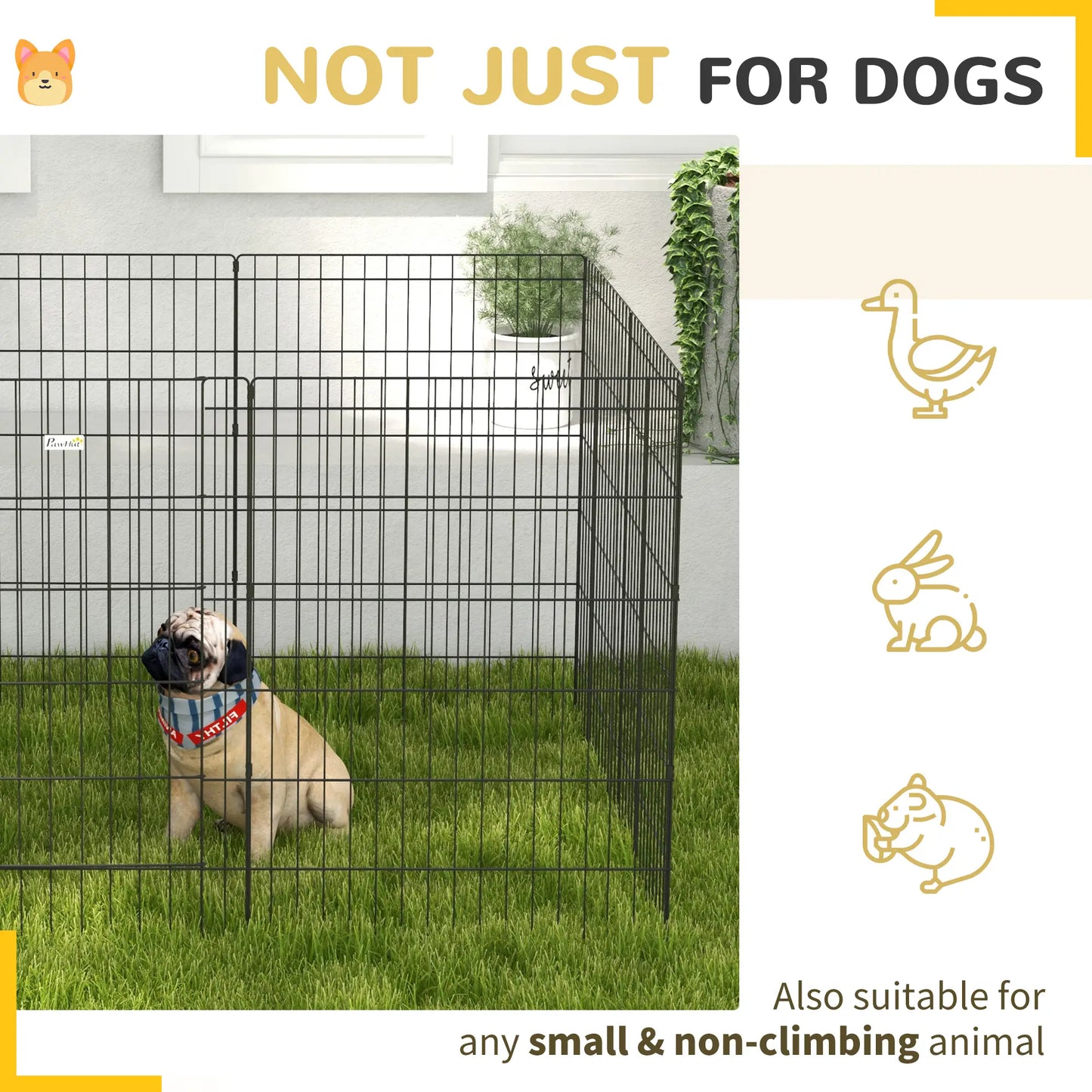 36 Inch Foldable Metal Pet Playpen, Dog Kennel Cage, 8 Panel