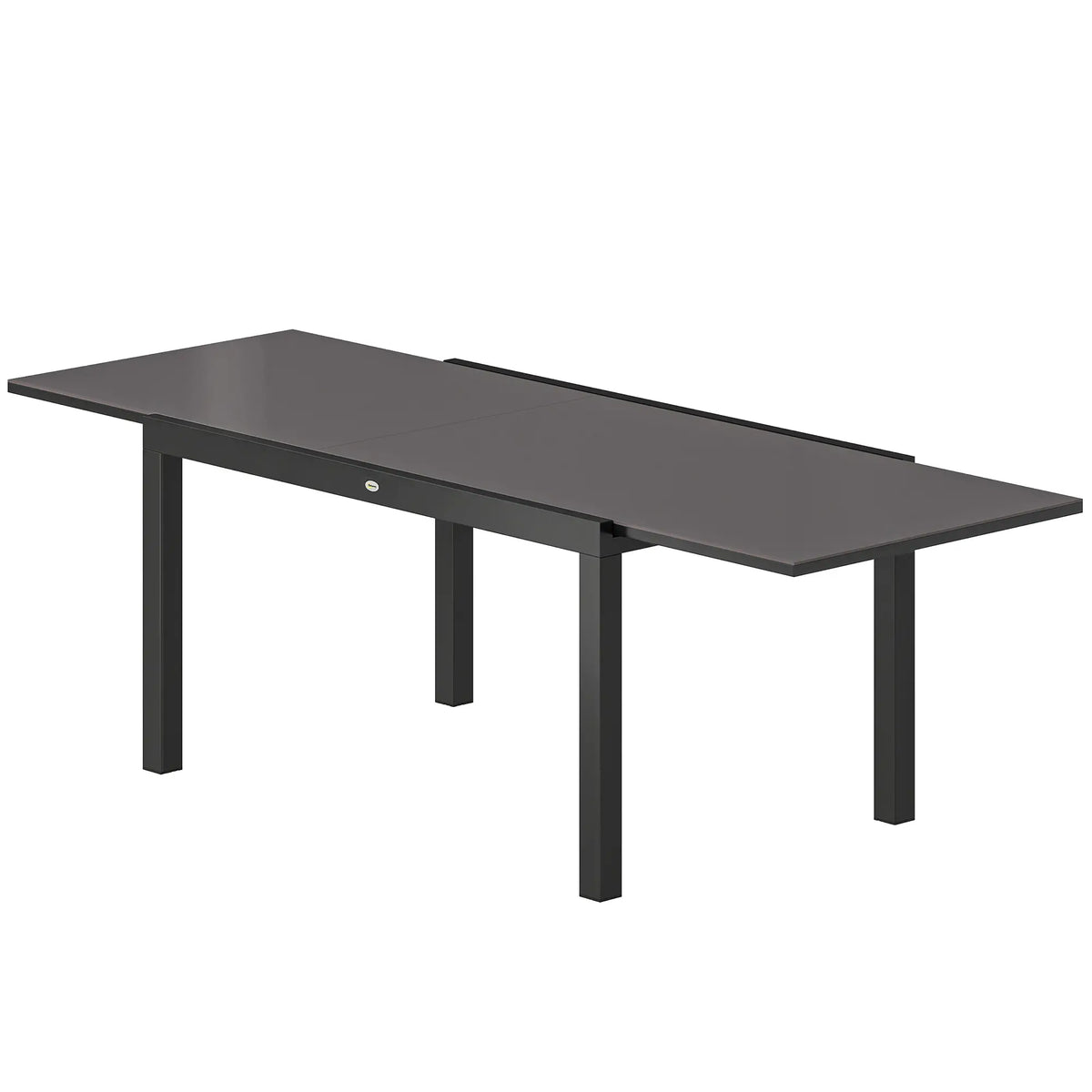 Expandable Outdoor Dining Table, 55"-95", Tempered Glass Top, Aluminum Frame, Black Patio Dining Tables Black at Gallery Canada