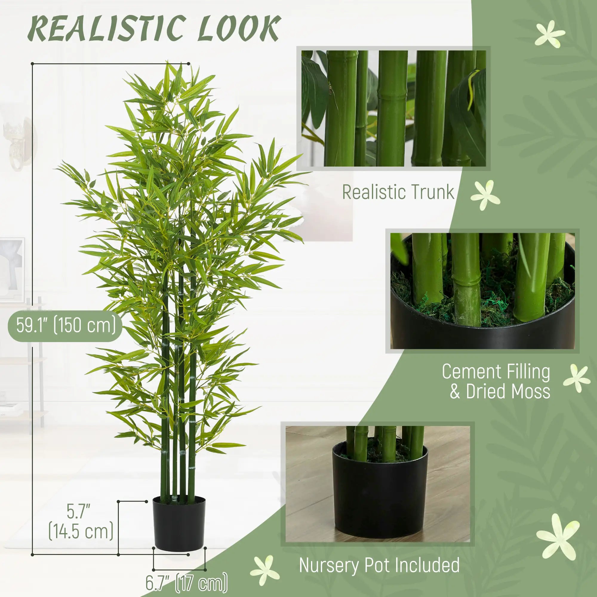 5FT Artificial Bamboo Tree, Faux Decorative Plant, Set of 2 Artificial Trees at Gallery Canada