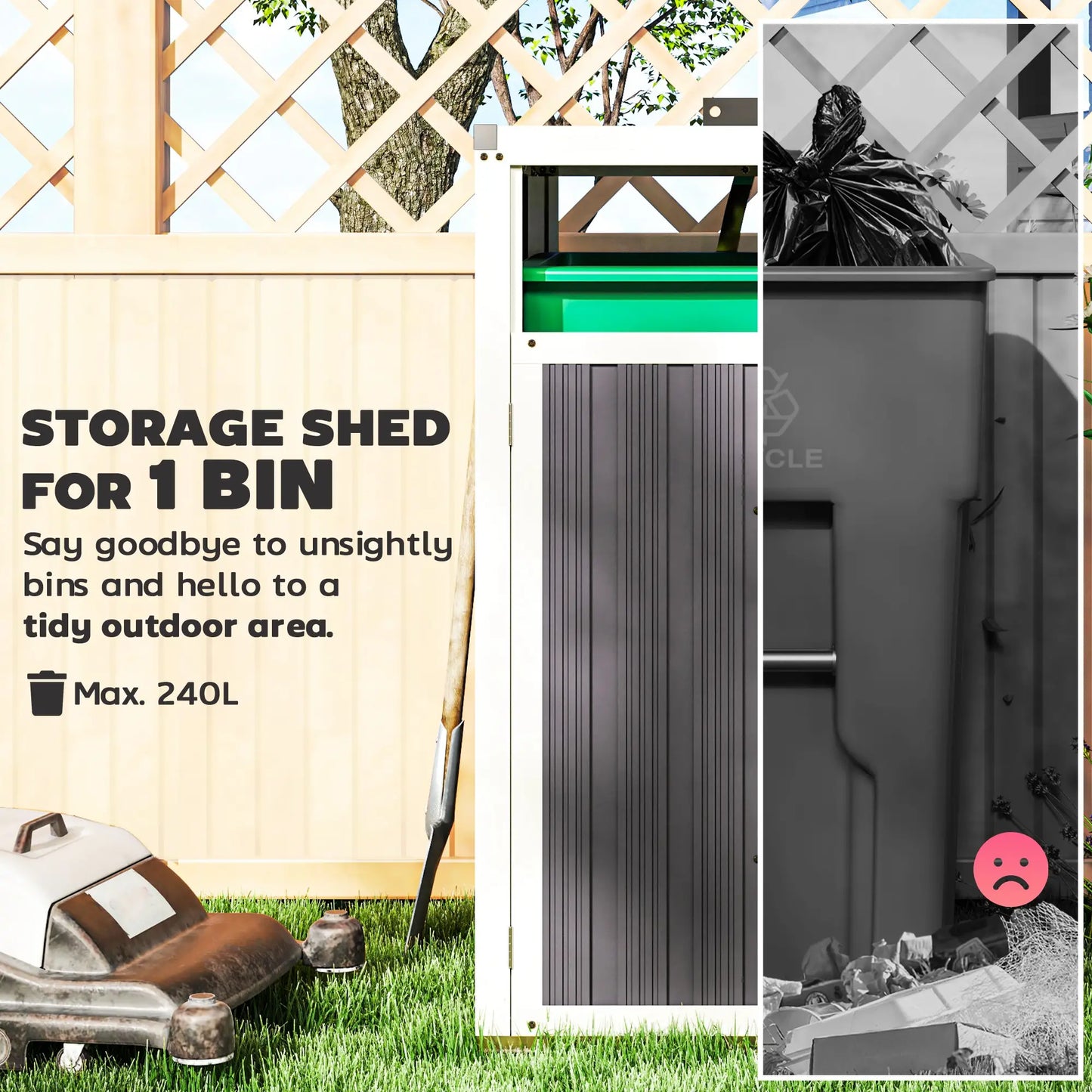 Lockable Outdoor Storage Shed, Single Garbage Bin, Galvanized Frame, Dark Grey Sheds at Gallery Canada