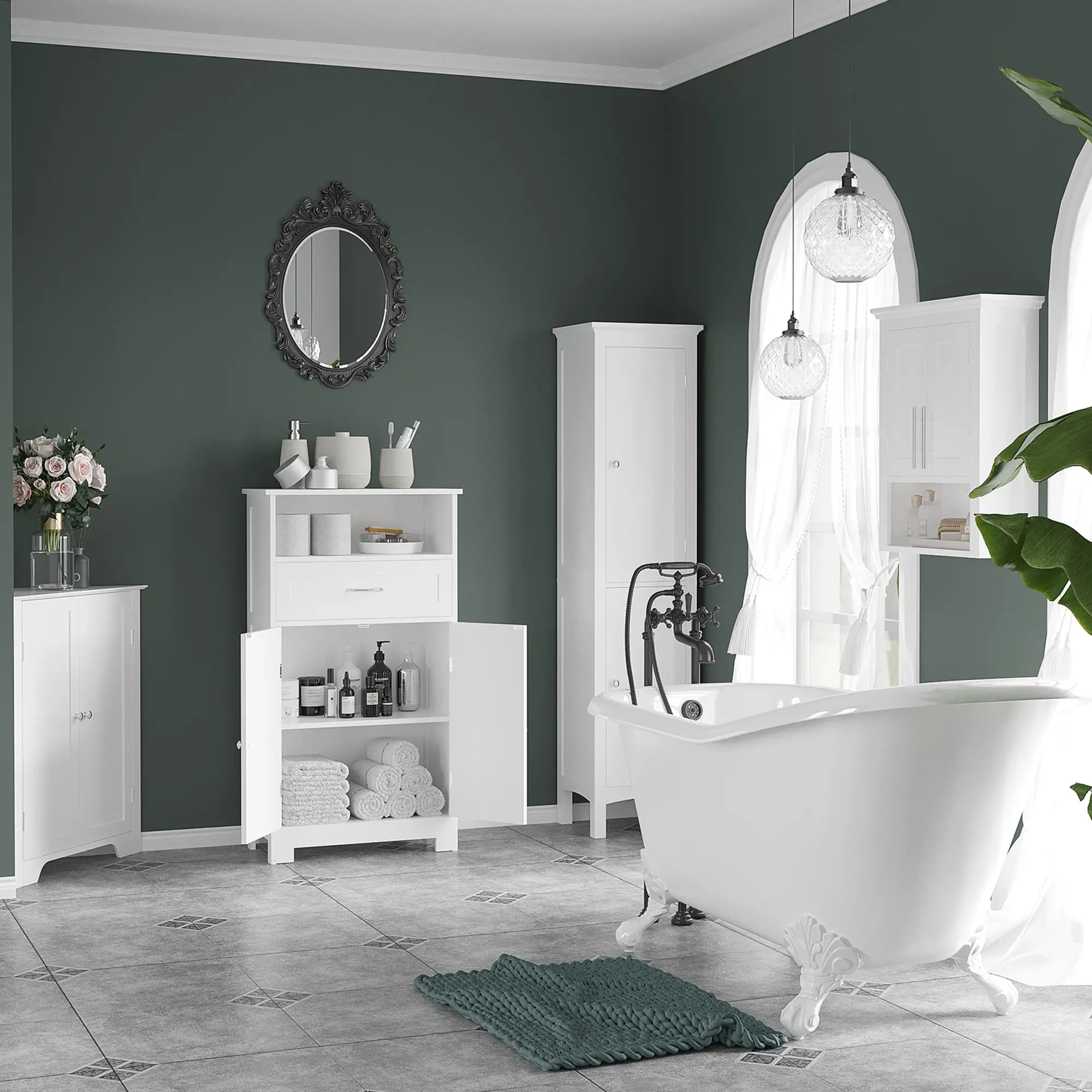 Tall Bathroom Cabinet, Freestanding Storage Organizer, 15