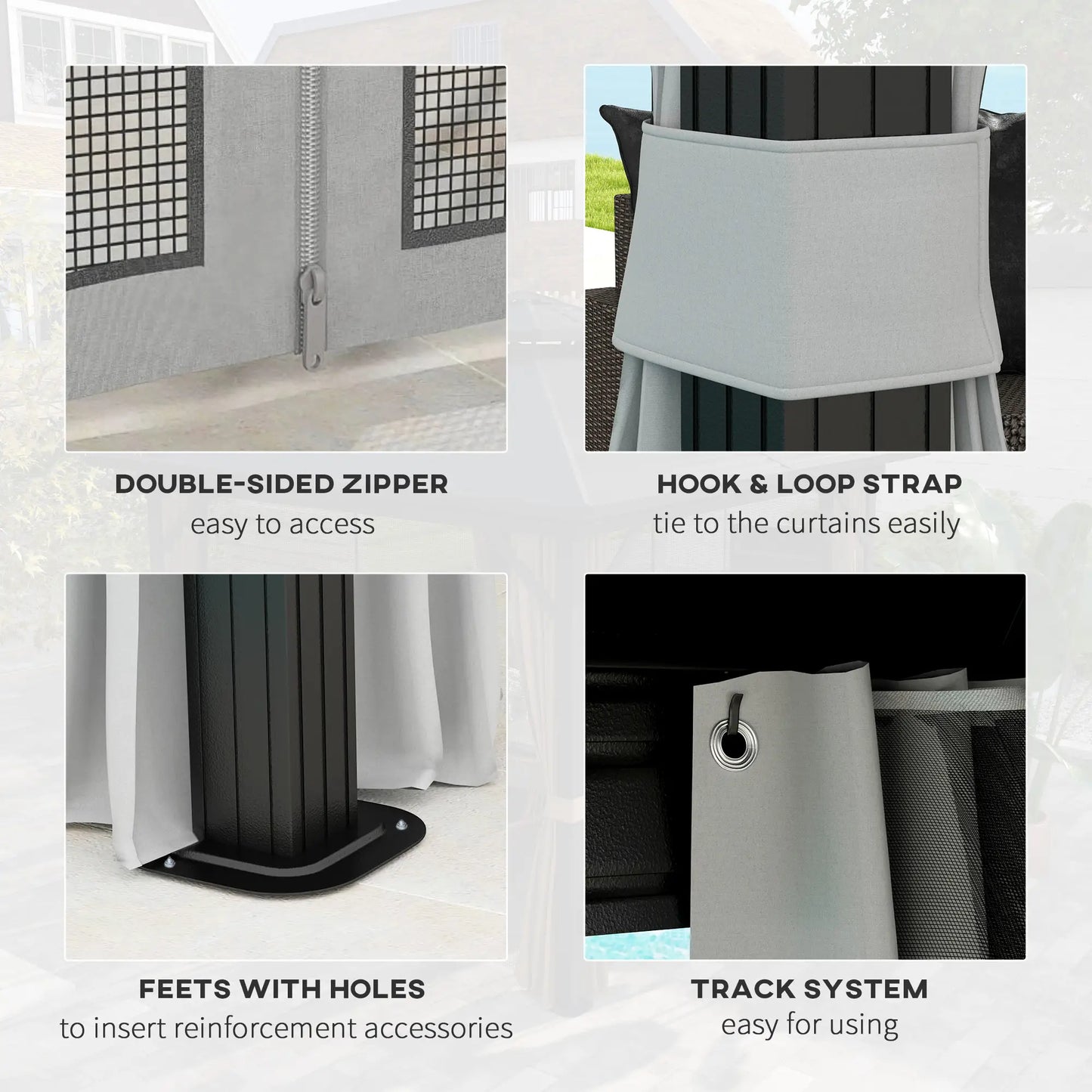 10' x 10' Hardtop Gazebo, Sun Shelter, Mosquito Netting, Light Grey Gazebos at Gallery Canada