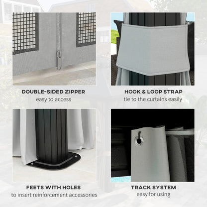 10' x 10' Hardtop Gazebo, Sun Shelter, Mosquito Netting, Light Grey Gazebos at Gallery Canada