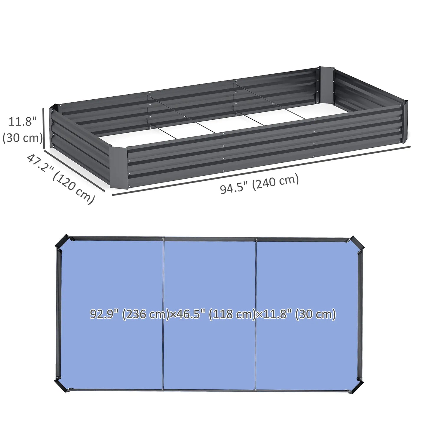 Galvanized Raised Bed, 8' x 4' x 1', Metal Planter Box for Garden Raised Garden Beds at Gallery Canada