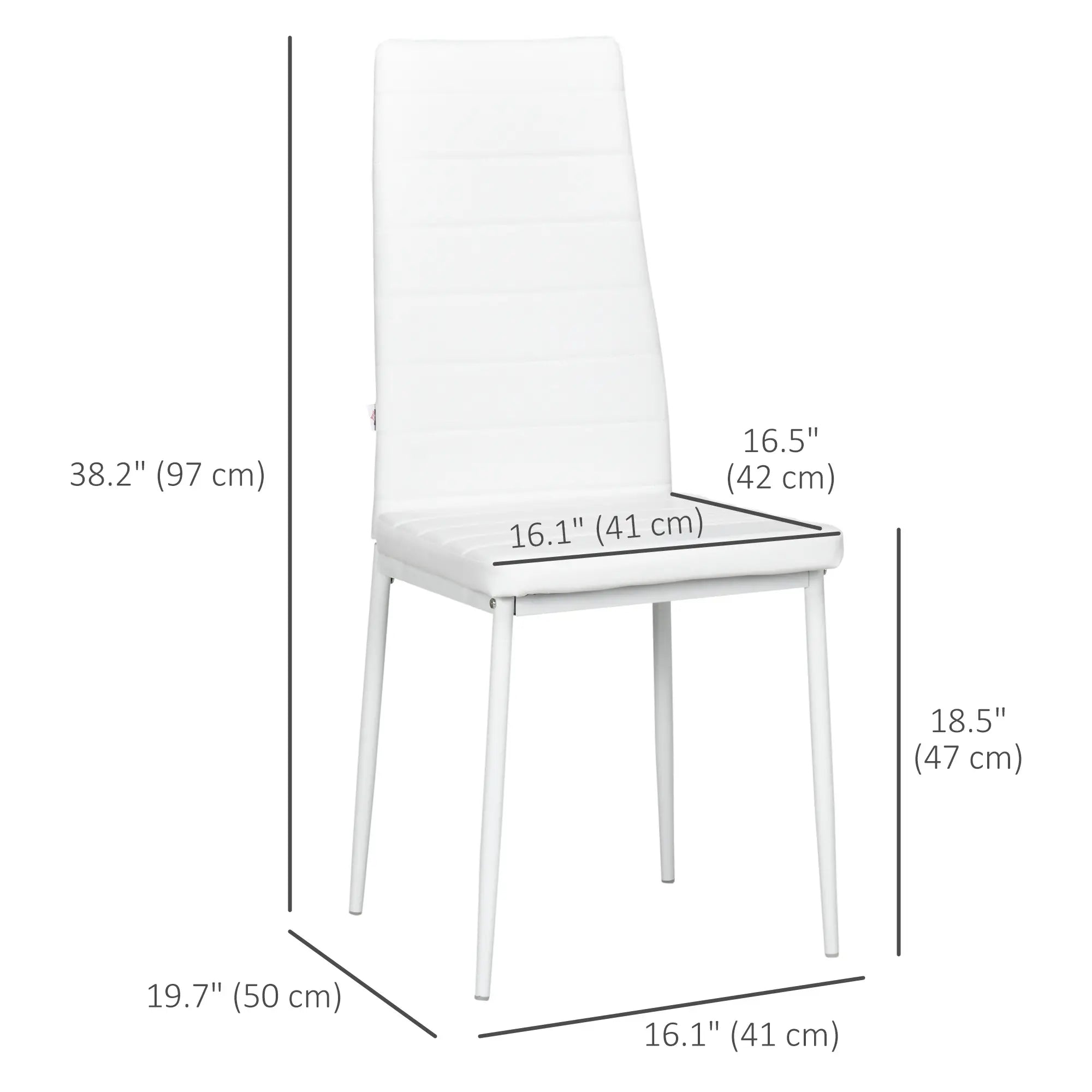 Modern Dining Chairs, Set of 4, High Back PU Leather, White Bar Stools at Gallery Canada