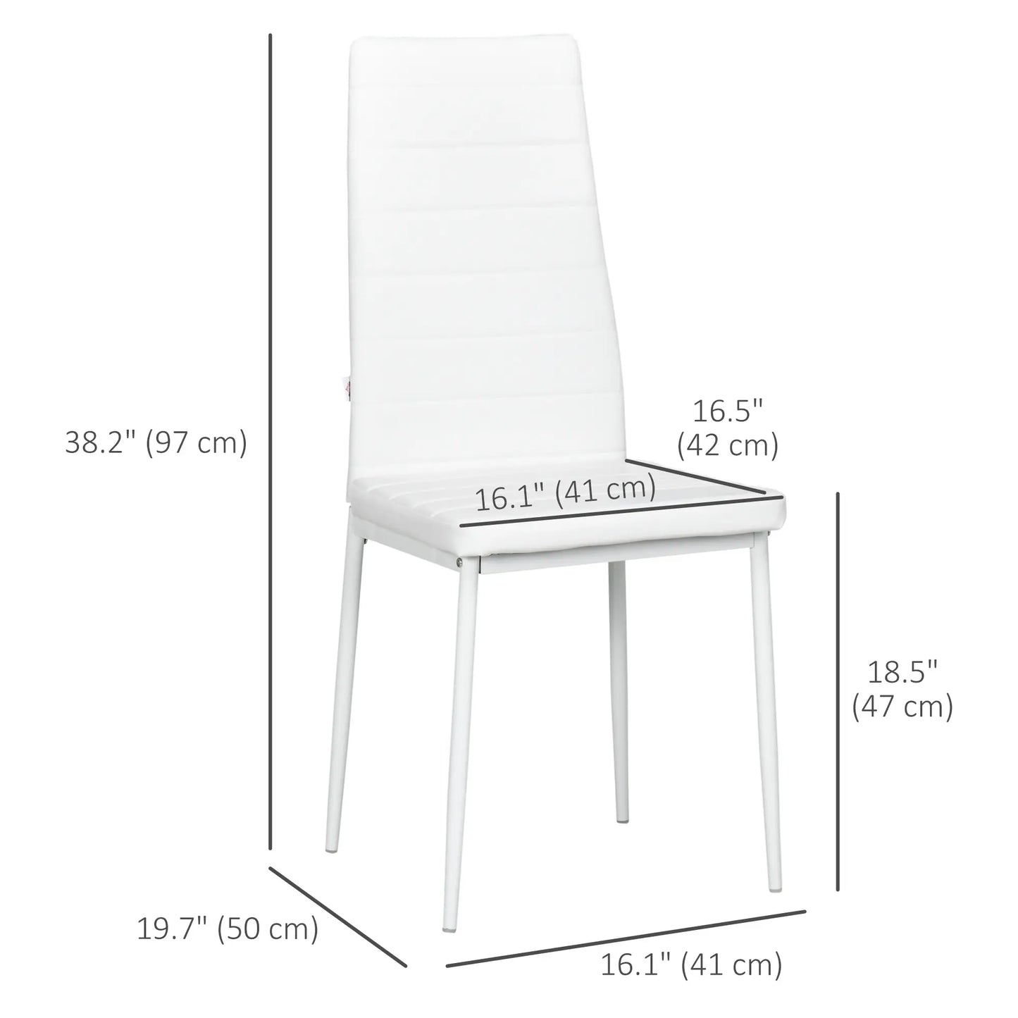 Modern Dining Chairs, Set of 4, High Back PU Leather, White Bar Stools at Gallery Canada