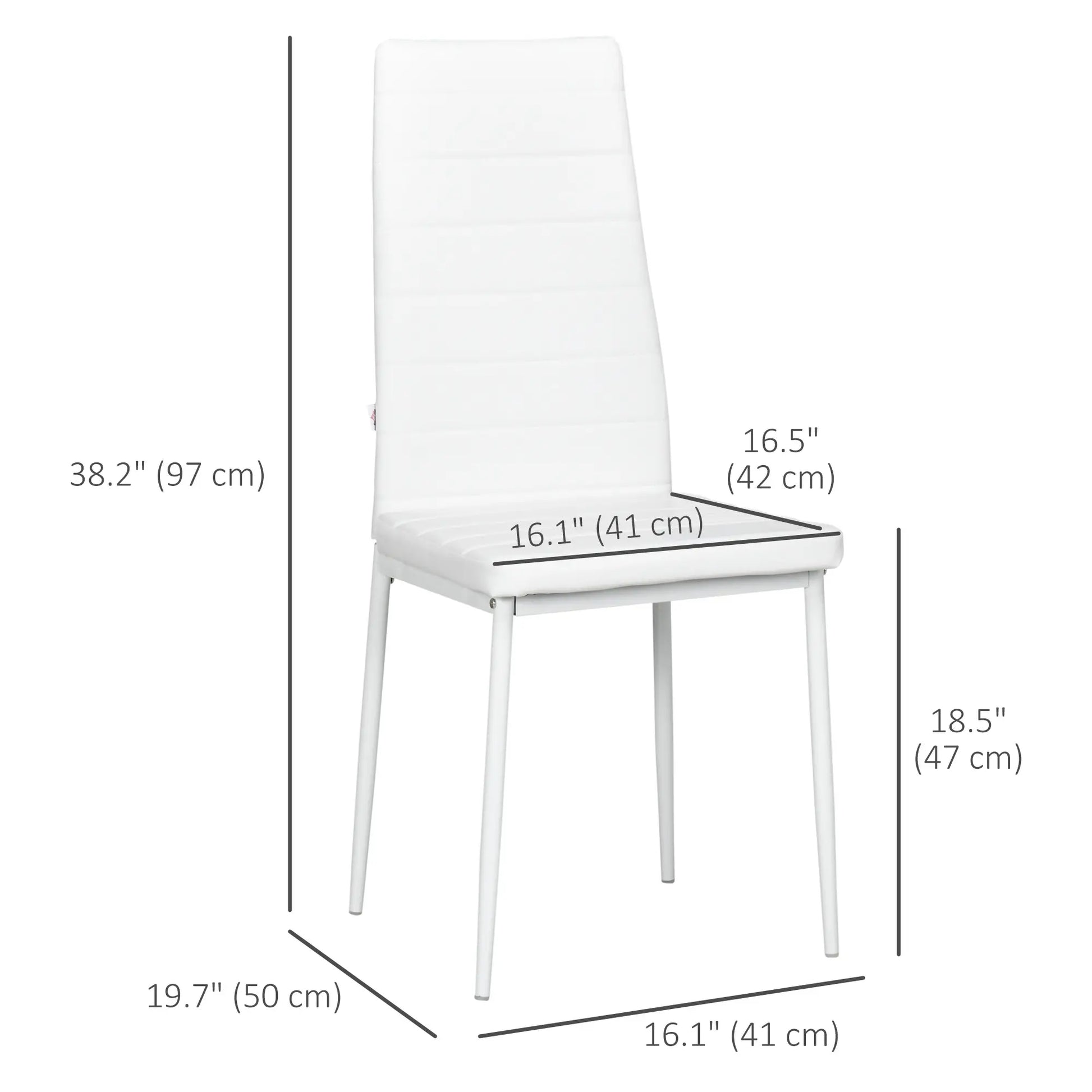 Modern Dining Chairs, Set of 4, High Back PU Leather, White Bar Stools at Gallery Canada