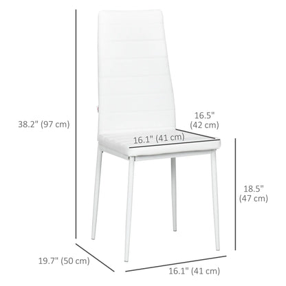 Modern Dining Chairs, Set of 4, High Back PU Leather, White Bar Stools at Gallery Canada