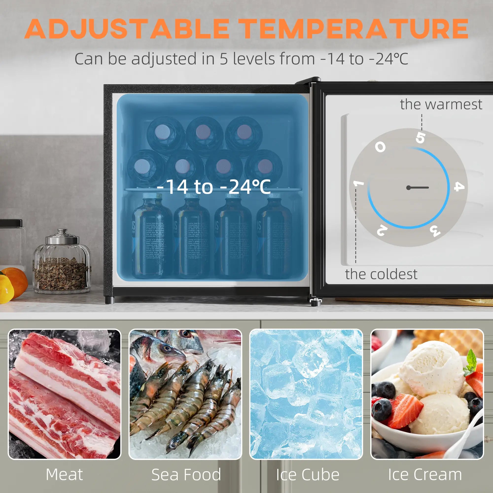 1.1 Cu. Ft. Mini Freezer, Compact Upright, Reversible Door, Black Small Kitchen Appliances at Gallery Canada