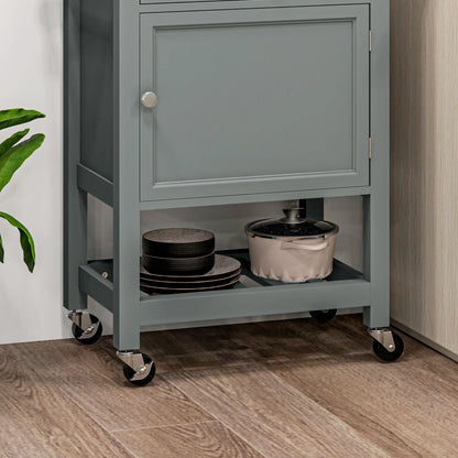 Kitchen Cart on Wheels, Wood Top, Towel Rack, Drawer, Shelf, Grey Kitchen Islands & Kitchen Carts at Gallery Canada