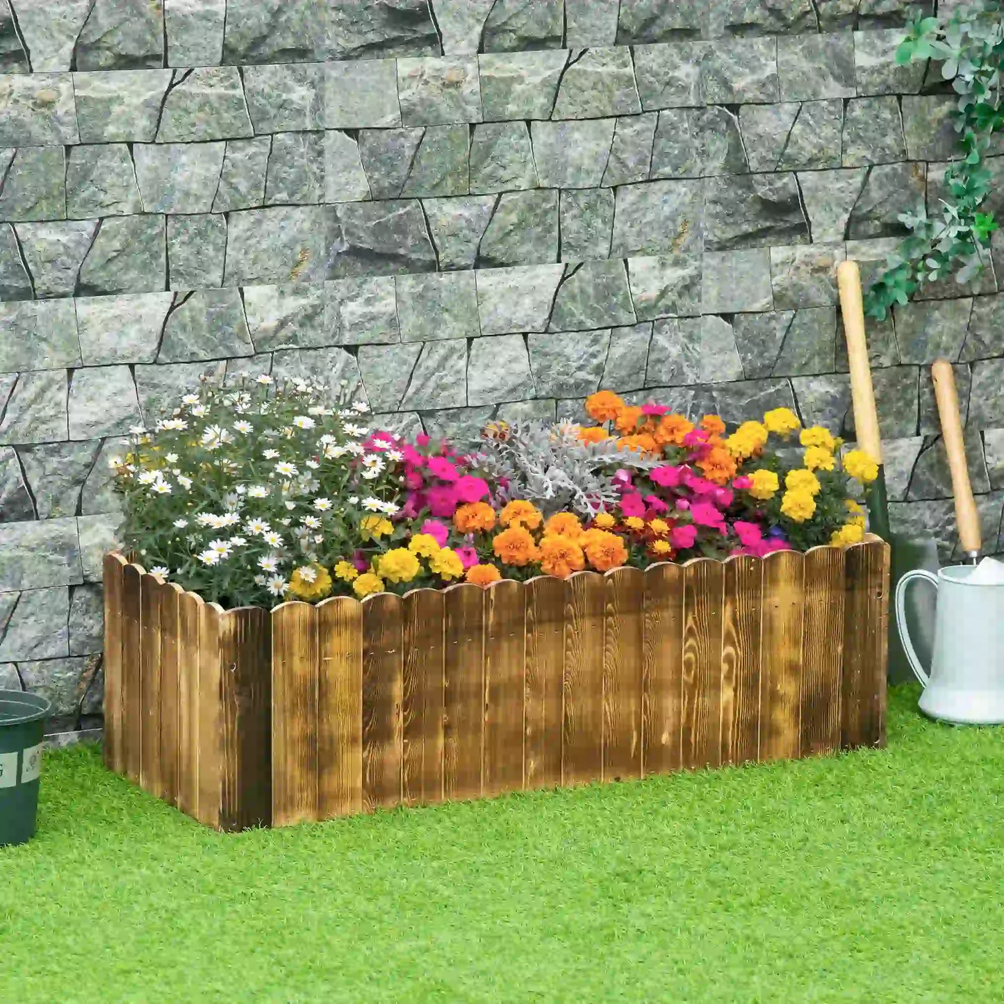 40" x 16" x 12" Wooden Raised Garden Bed, Planter Box with Drainage Holes, Natural Wooden Planter Boxes at Gallery Canada