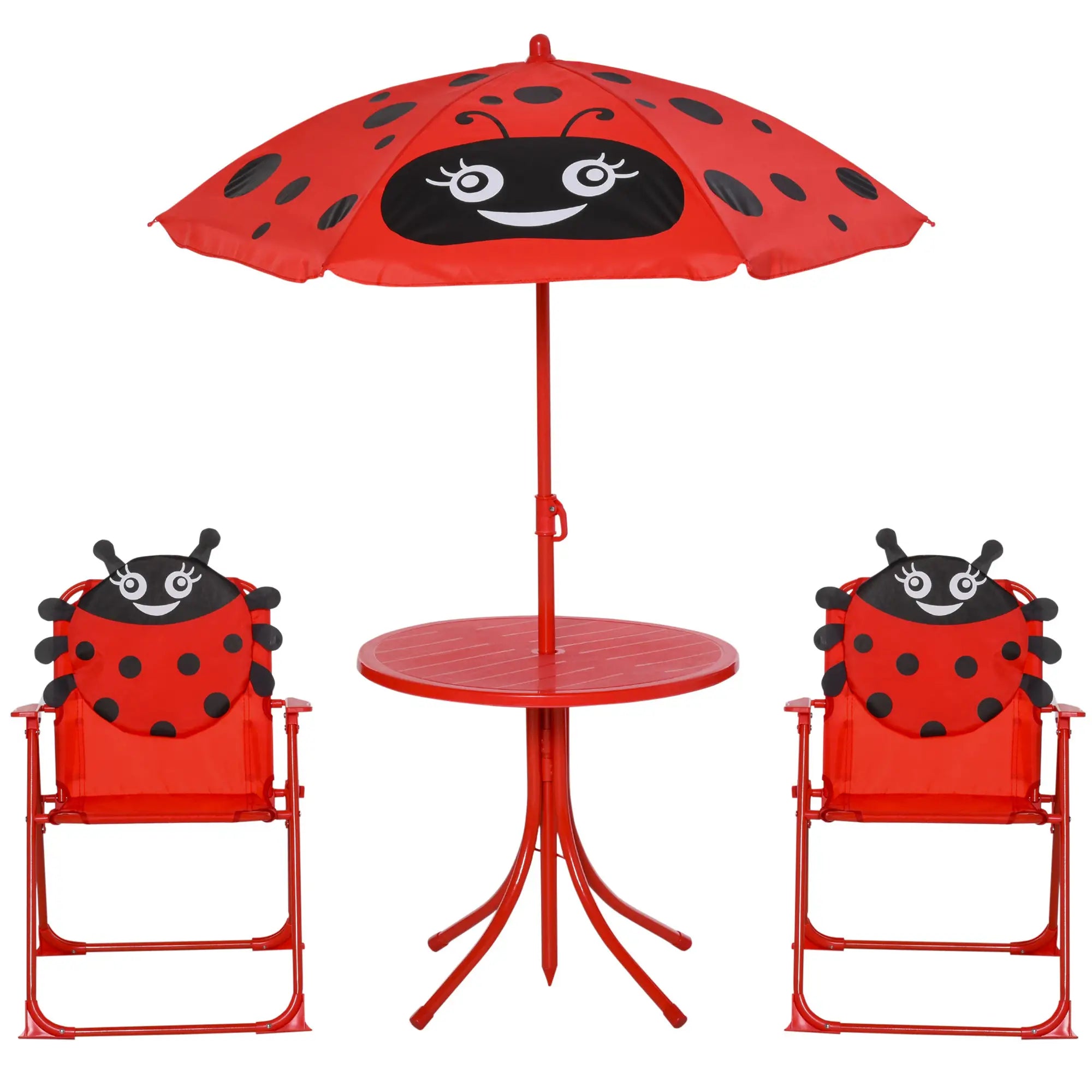 Kids Folding Picnic Table, Chair Set, Adjustable Umbrella, Red Kids Outdoor Furniture at Gallery Canada