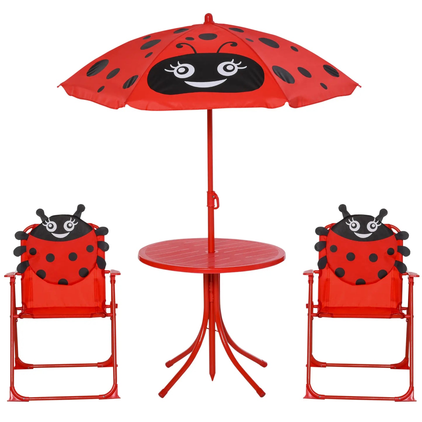Kids Folding Picnic Table, Chair Set, Adjustable Umbrella, Red Kids Outdoor Furniture at Gallery Canada