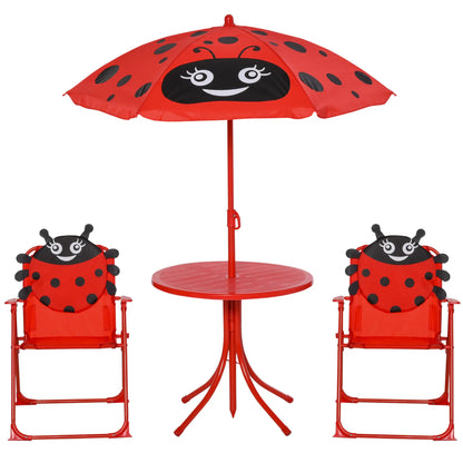 Kids Folding Picnic Table, Chair Set, Adjustable Umbrella, Red Kids Outdoor Furniture at Gallery Canada