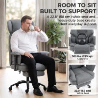 Heavy Duty Office Chair, Footrest, Lumbar Support, Grey