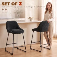 Chenille Bar Stools Set of 2 Counter Height Chairs, Black
