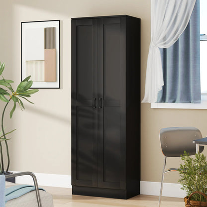 69" Tall Pantry Cabinet, Adjustable Shelves, Soft Close Doors, Black Kitchen Pantry Cabinets at Gallery Canada