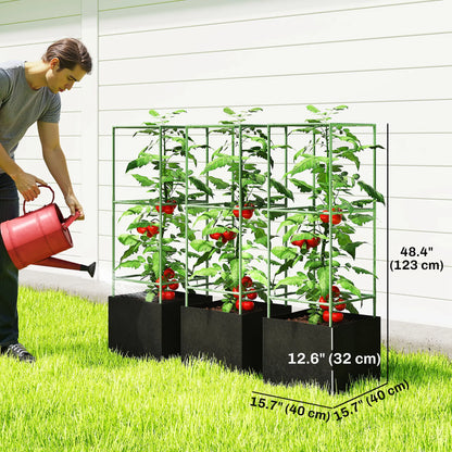 3 Tomato Cages With 13.5 Gallon Grow Bags, Adjustable Square Plant Trellis Raised Garden Beds at Gallery Canada