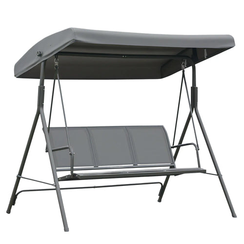 3-Seater Swing Chair, A-Frame Garden Hammock, Adjustable Canopy, Grey