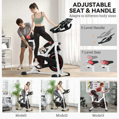 Adjustable Upright Exercise Bike, LCD Display, Indoor Cycling, Adjustable Resistance, White Exercise & Stationary Bikes at Gallery Canada