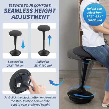 Swivel Standing Desk Chair, Backless Wobble Stool, Adjustable Ergonomic Stool Office Chairs at Gallery Canada
