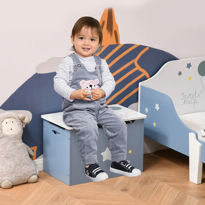 Kids Wooden Toy Storage Box, Bench Seat, 21.75" x 13.5" x 14", Blue Baby & Kids Storage at Gallery Canada