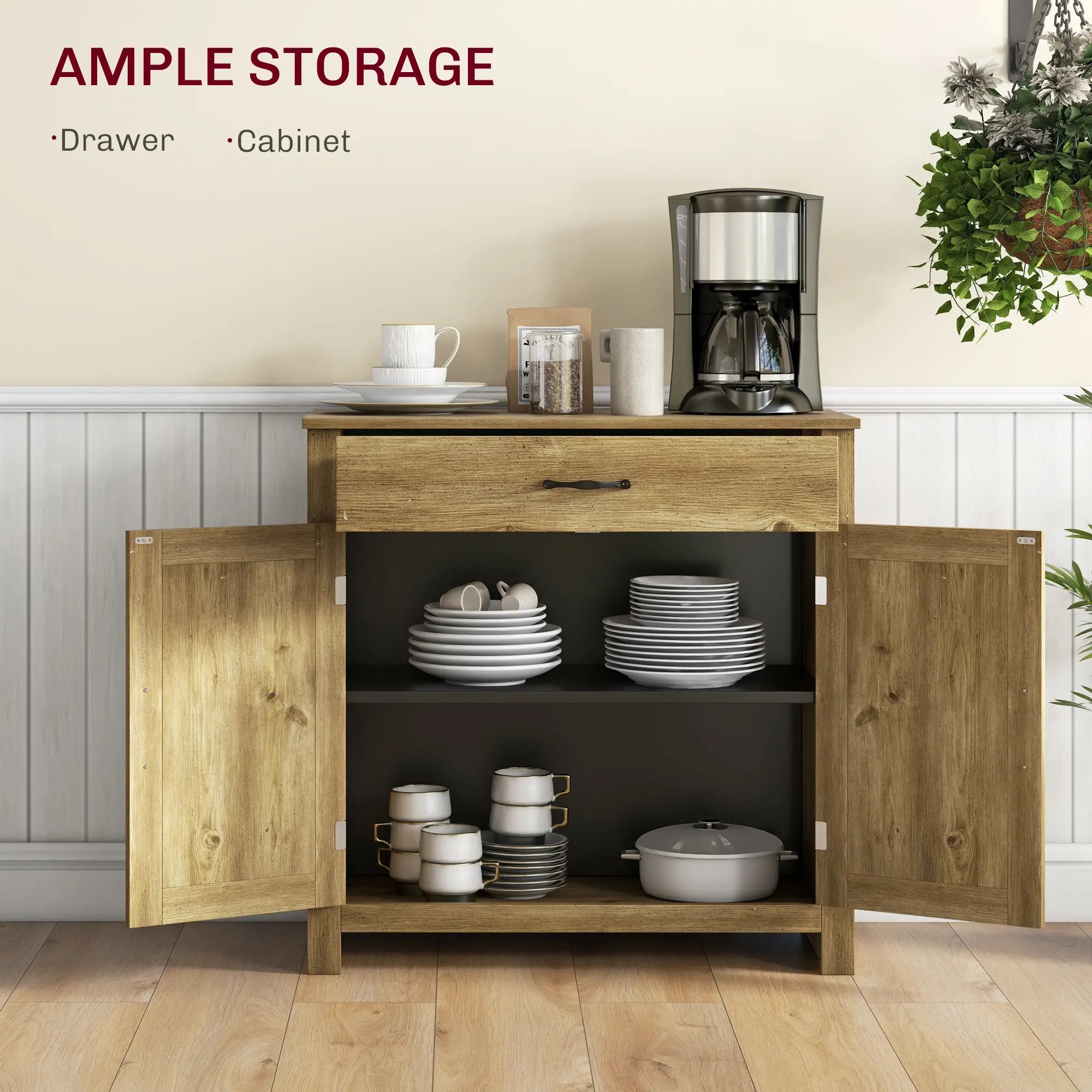Farmhouse Sideboard, Storage Cabinet with Barn Doors, Nature Wood Bar Cabinets at Gallery Canada