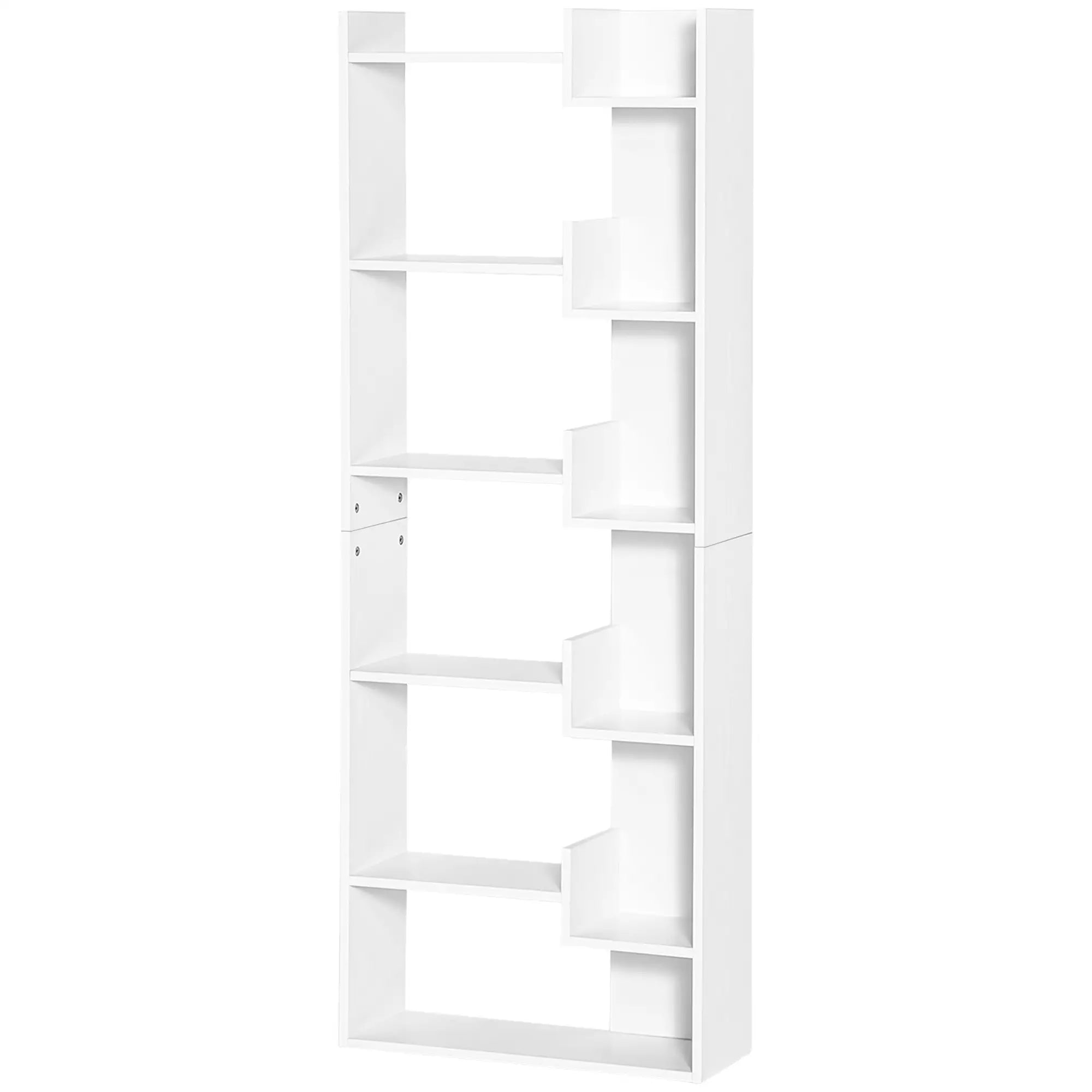 6-Tier Tall Bookcase, Modern Storage Bookshelf, White Display Bookshelves at Gallery Canada