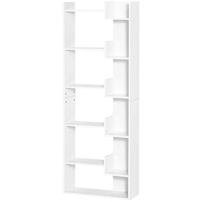 6-Tier Tall Bookcase, Modern Storage Bookshelf, White Display Bookshelves at Gallery Canada