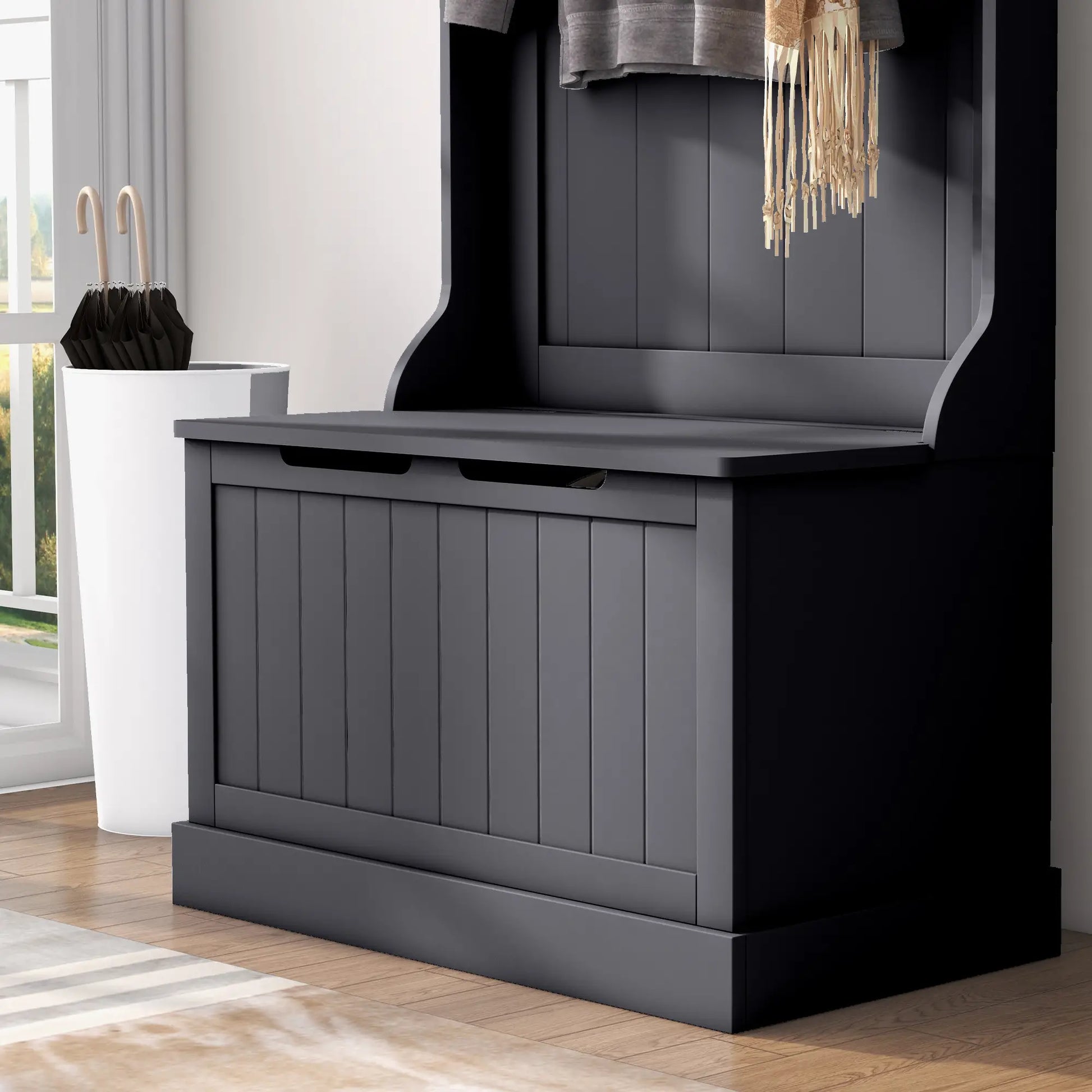 3-In-1 Hall Tree, Coat Rack, Shoe Storage, Bench Seat, Black Clothing Storage at Gallery Canada