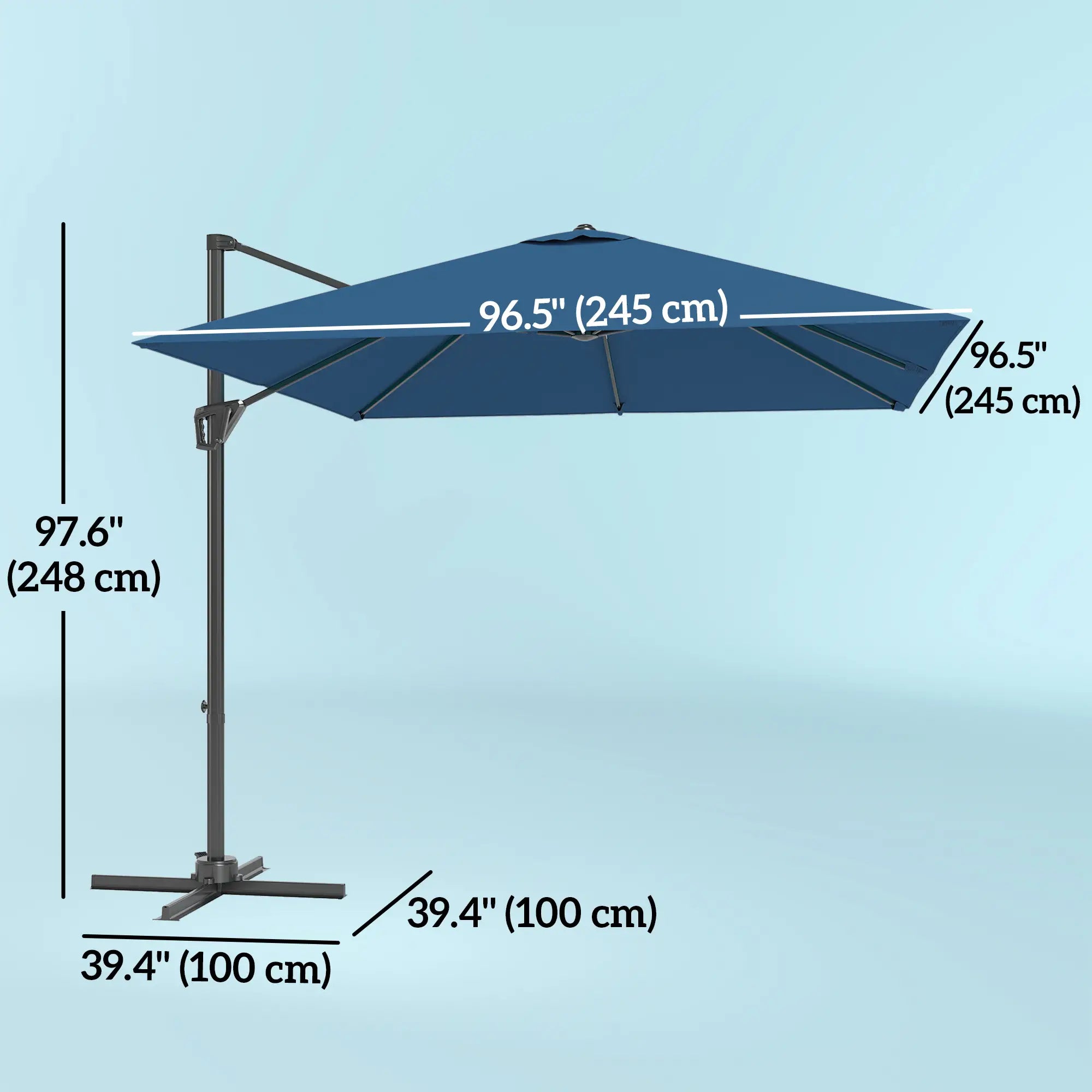 8'x8' Square Patio Hanging Offset Umbrella, Outdoor Cantilever, Navy Blue Offset Cantilever Umbrellas at Gallery Canada
