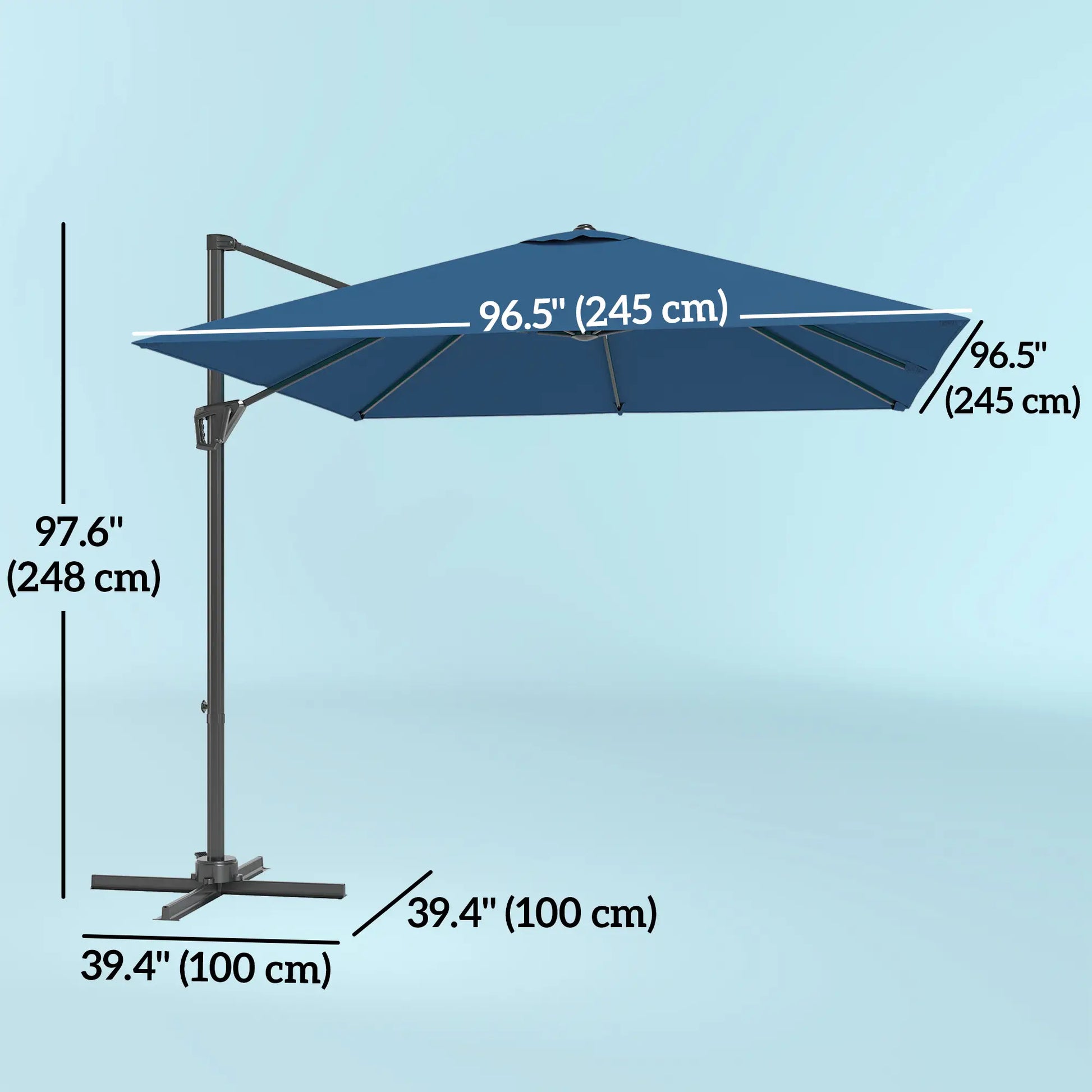 8'x8' Square Patio Hanging Offset Umbrella, Outdoor Cantilever, Navy Blue Offset Cantilever Umbrellas at Gallery Canada
