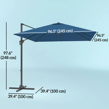 8'x8' Square Patio Hanging Offset Umbrella, Outdoor Cantilever, Navy Blue Offset Cantilever Umbrellas at Gallery Canada